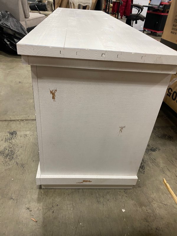 Pineland TV Stand for TVs up to 85  Distressed White #2416HW Online Sale - Image 5