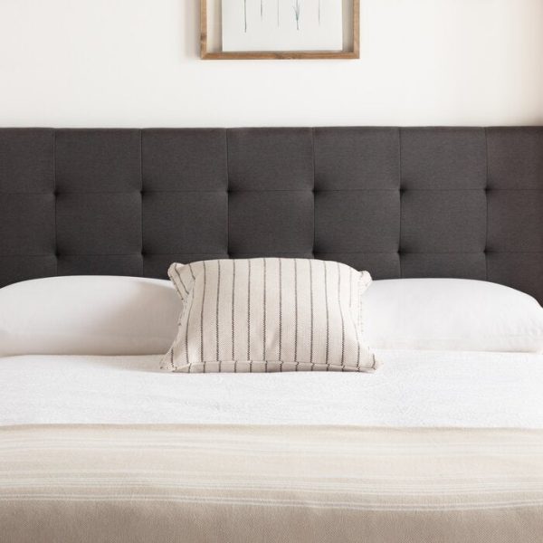 Cy Upholstered Panel Headboard  Charcoal XL Twin  MR17 Fashion