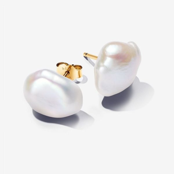 PANDORA : Baroque Treated Freshwater Cultured Pearl Stud Earrings in Gold Online Sale