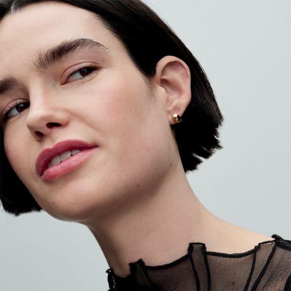 PANDORA : Organically Shaped Stud Earrings in Gold Online - Image 2