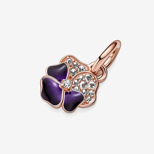PANDORA : Deep Purple Pansy Flower Dangle Charm Hot on Sale - Image 4