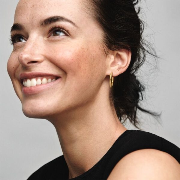 PANDORA : Pandora Moments Charm Hoop Earrings in Gold Supply - Image 2